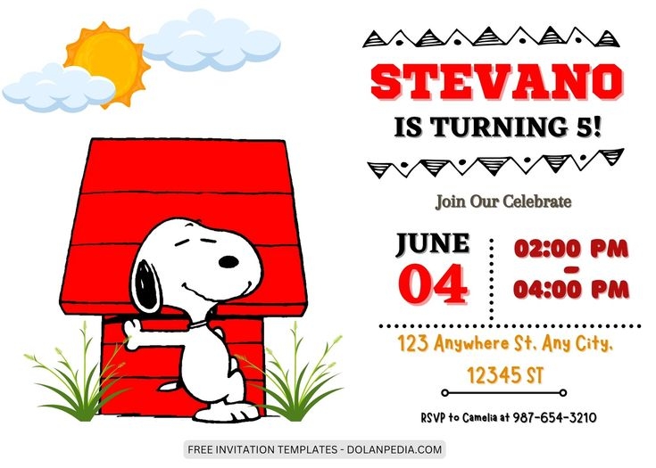 10 Snoopy Birthday Invitation Templates Snoopy Birthday Snoopy