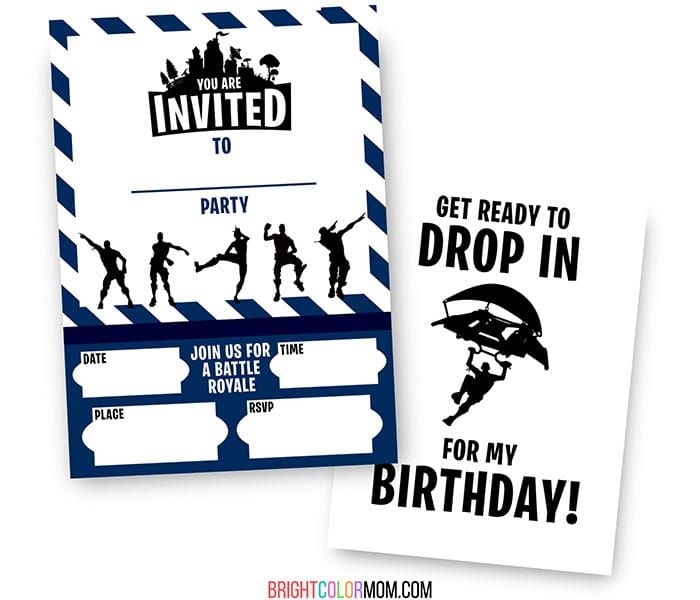 18 FREE Printable Fortnite Invitations With Birthday Party Templates