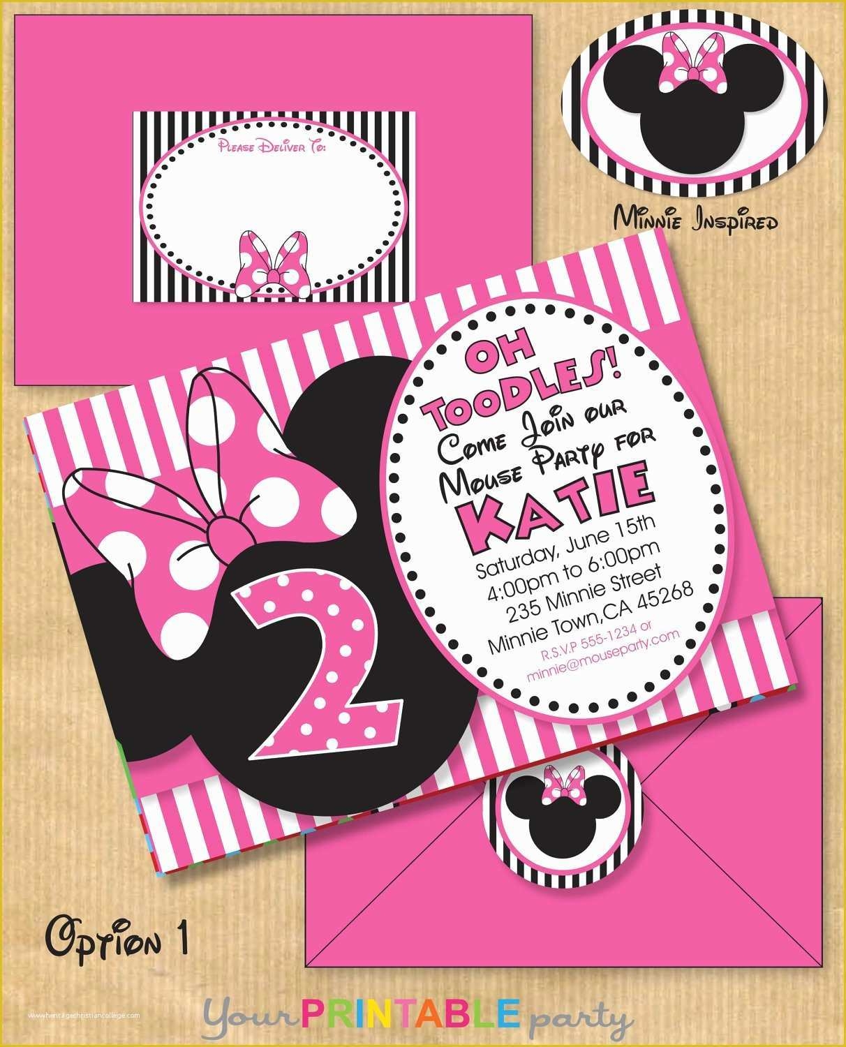 2nd Birthday Invitations Templates Free Of Minnie Mouse Inspired 