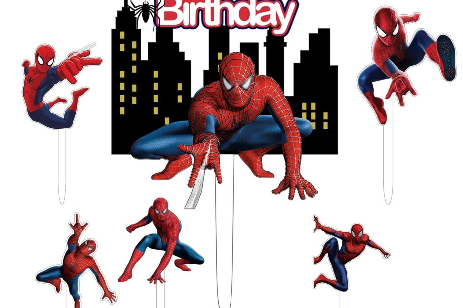 6 Pcs Spiderman Happy Birthday Cake Topper For Hero Theme Birthday