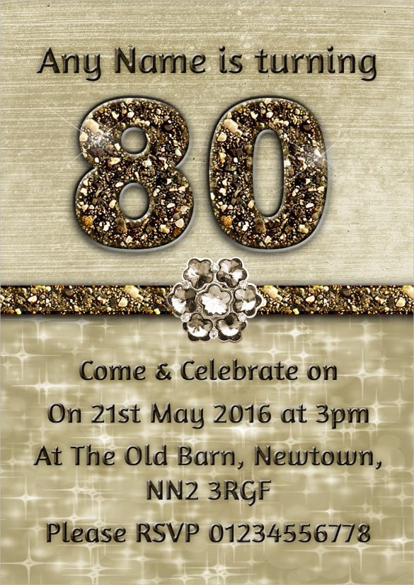 80th Birthday Invitation Templates Free Download Free Templates Printable