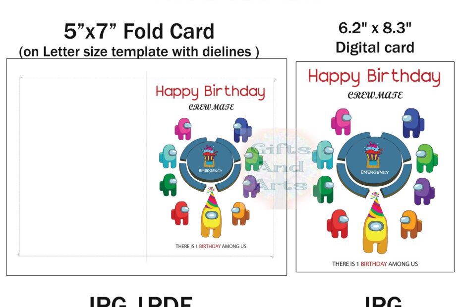 Among Us Birthday Card Printable Free Free Printable Card