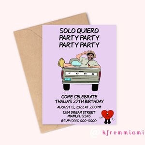 Bad Bunny Birthday Invitation Editable On Corjl Easy To Etsy