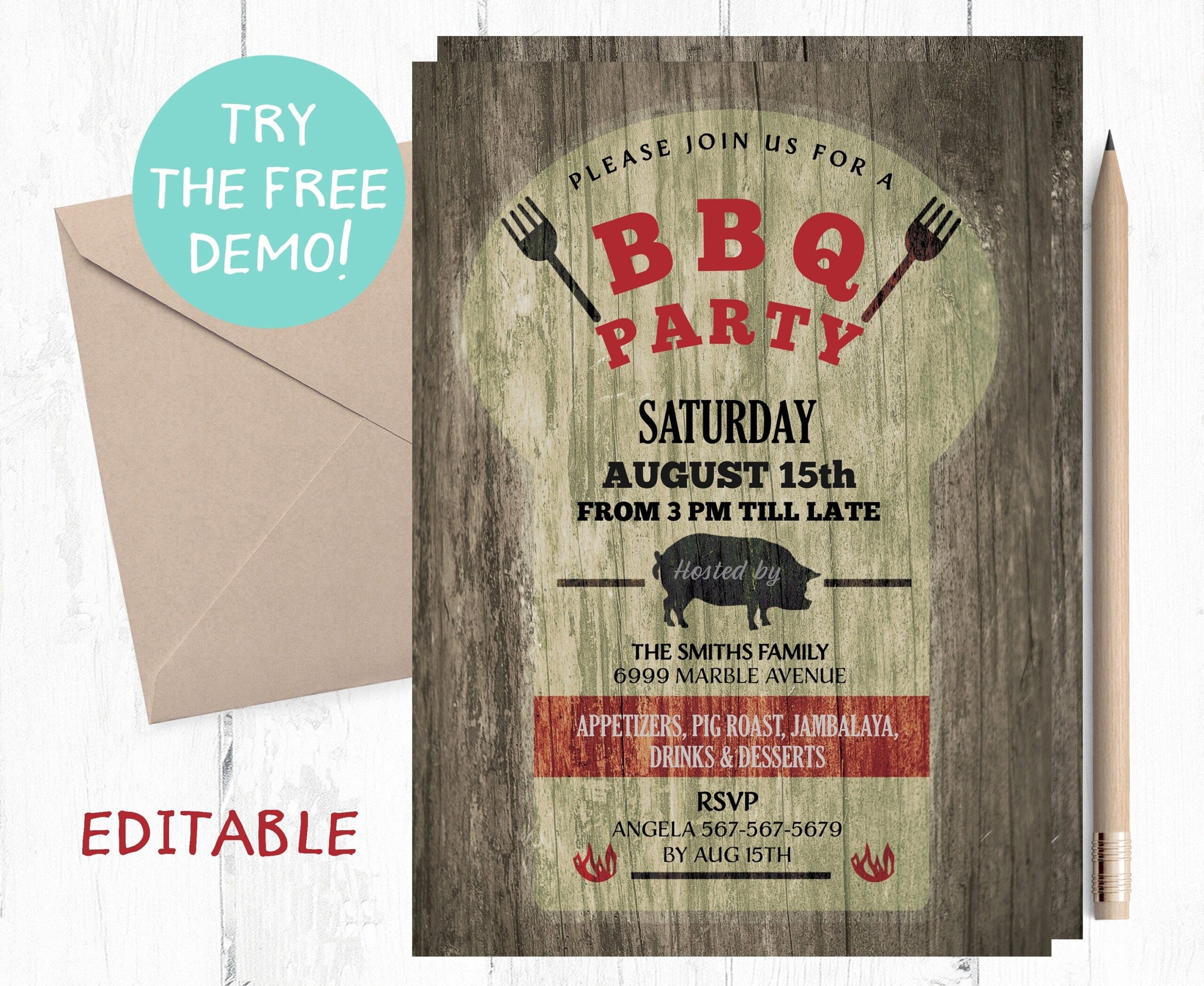 BBQ Invitation BBQ Birthday Invitation Bbq Invitations Bbq Printable 