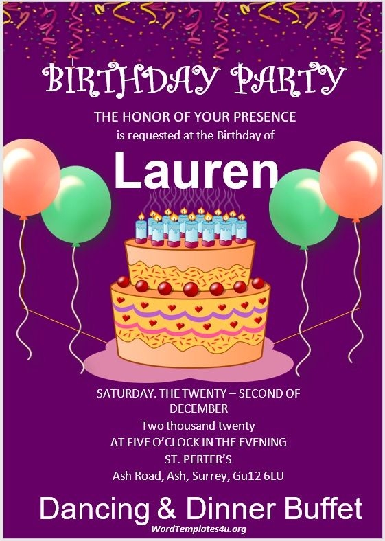 Birthday Invitation Templates Word
