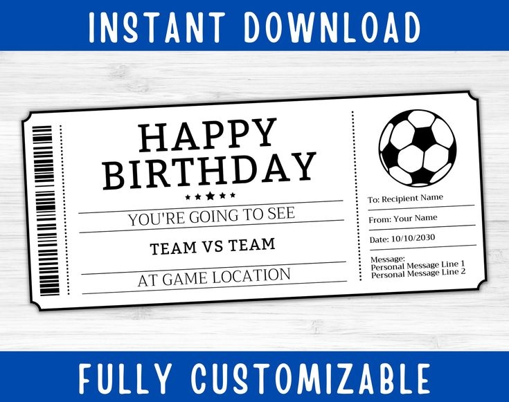 Birthday Soccer Ticket Gift Surprise Football Soccer Game Ticket 