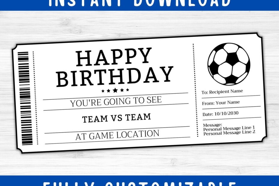 Birthday Soccer Ticket Gift Surprise Football Soccer Game Ticket