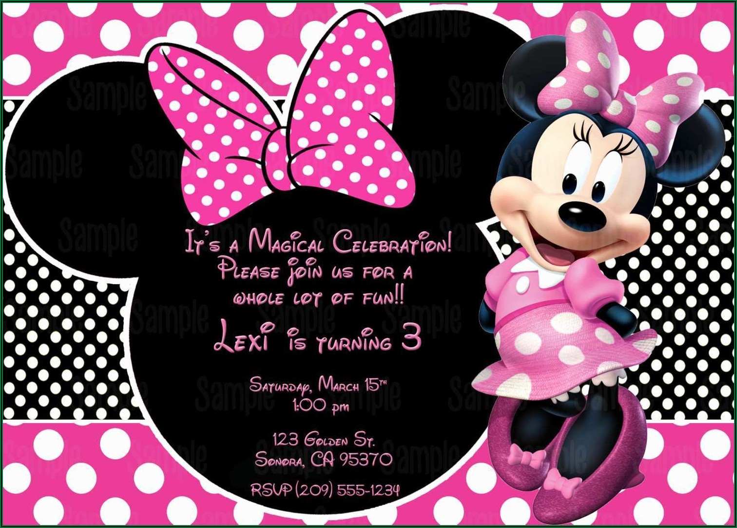 Blank Editable Minnie Mouse Invitation Template Invitations Resume 