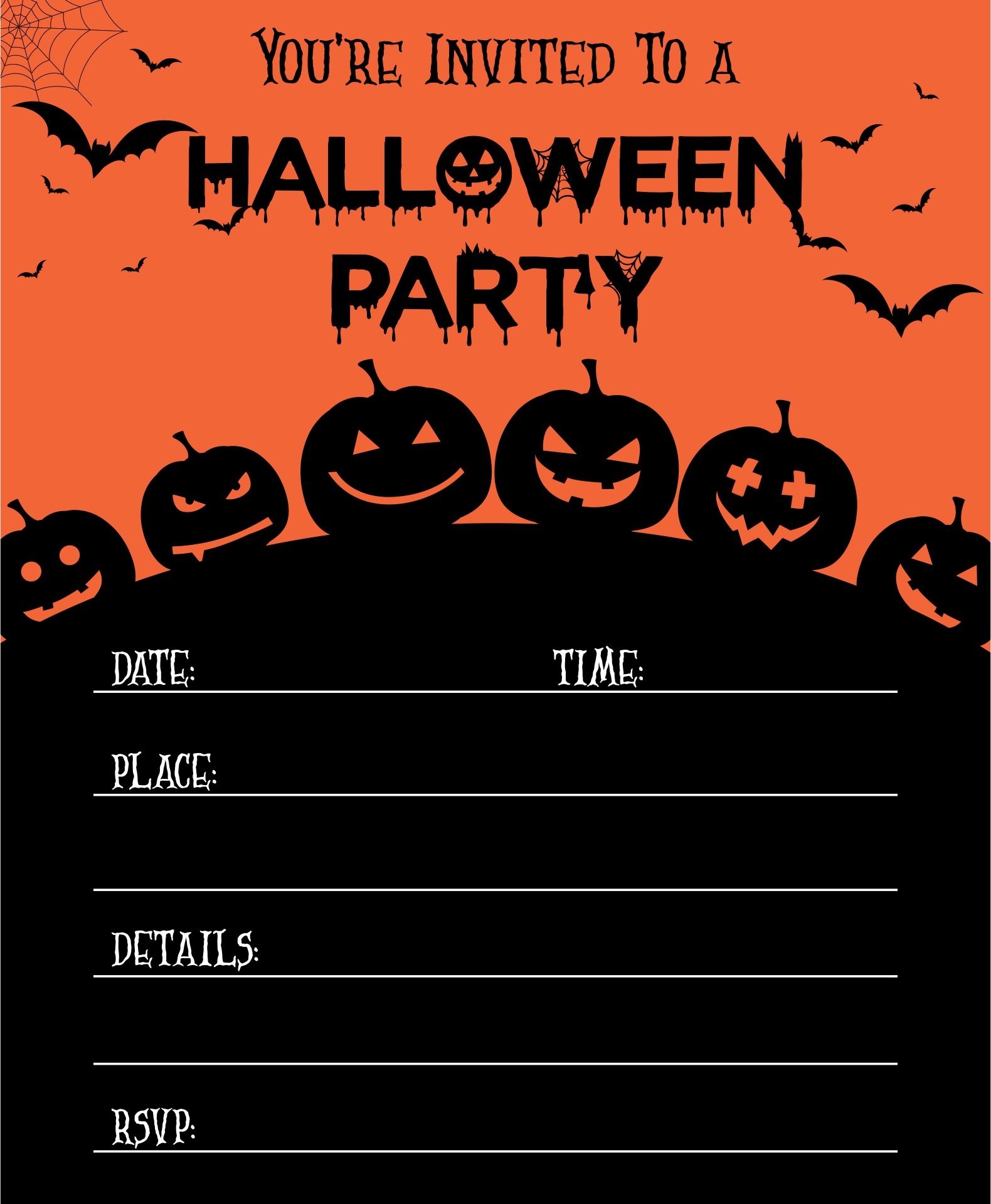Blank Printable Halloween Invitations Printable Calendars AT A GLANCE