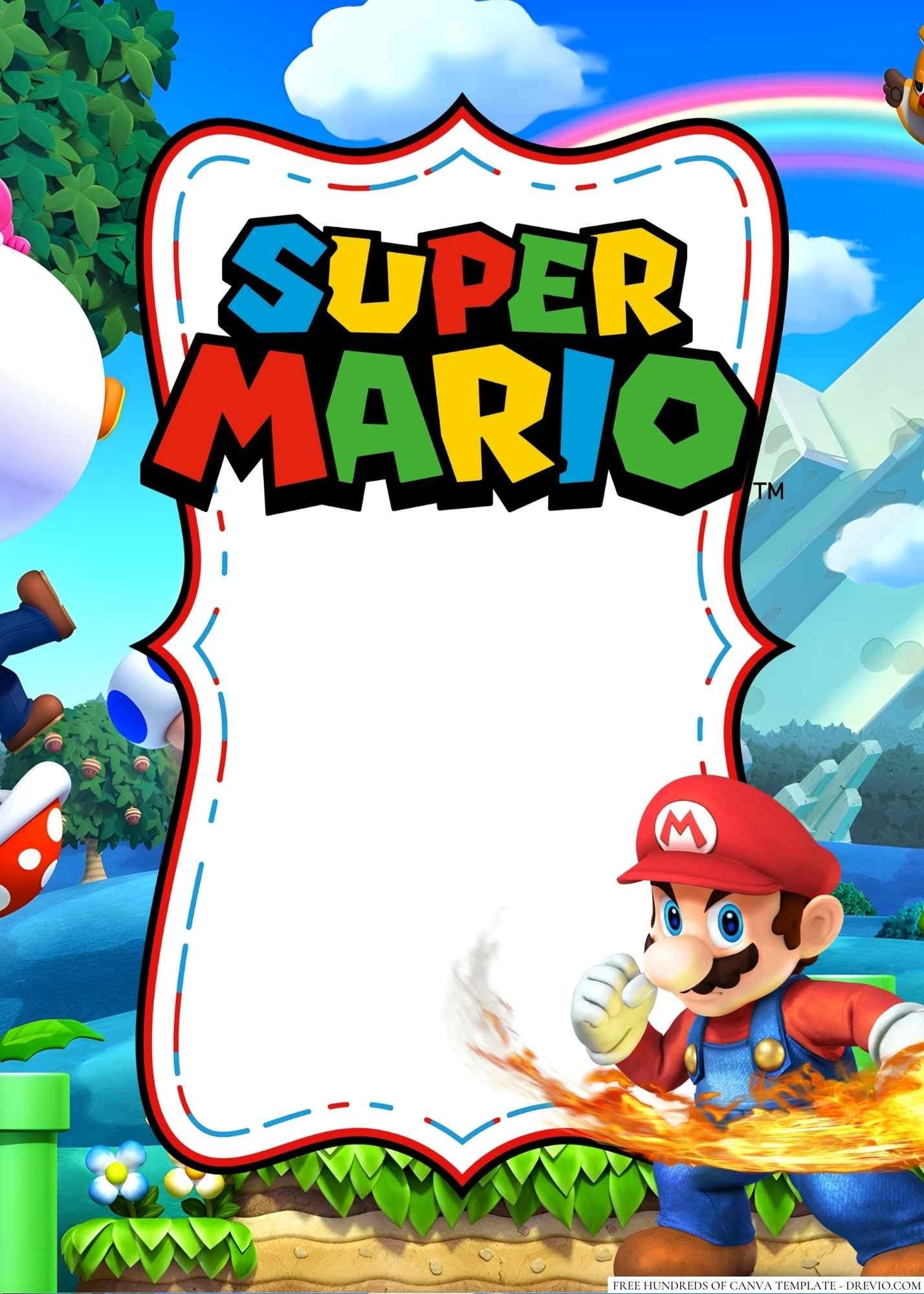 Blank Super Mario Invitations Template Free Dev onallcylinders