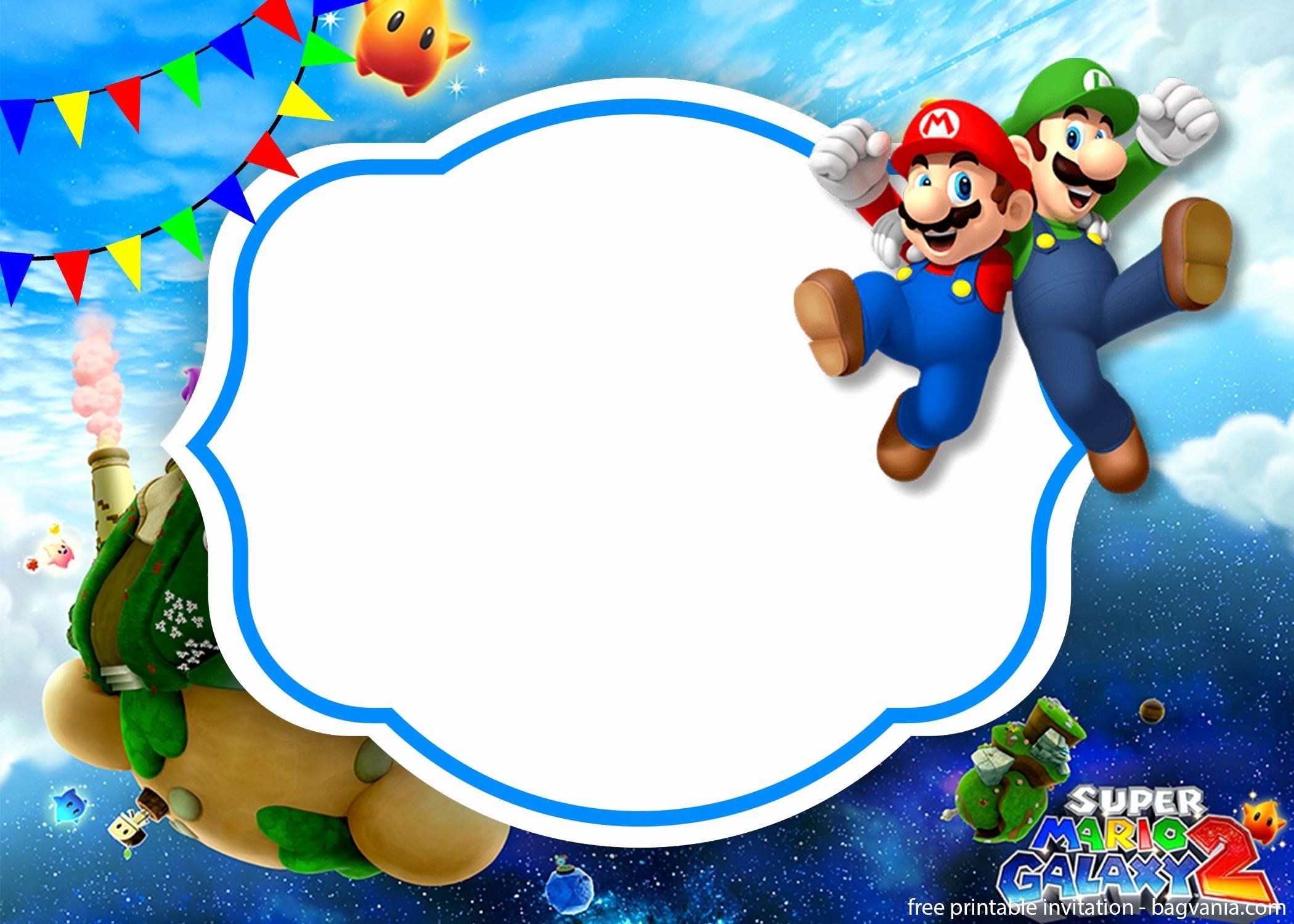 Blank Super Mario Invitations Template Free