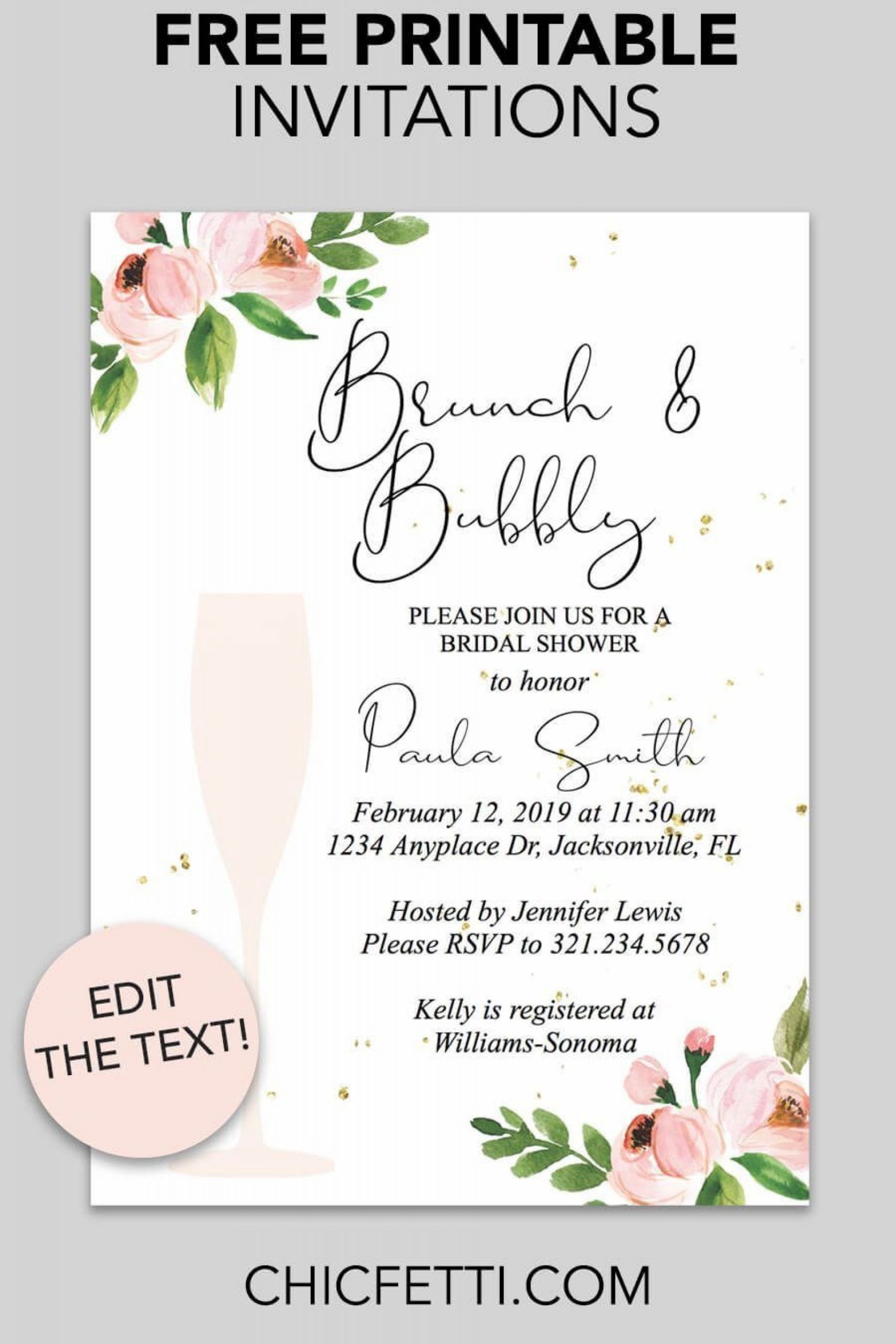 Bridal Shower Invitations Free Printable Shipping Policies Vary But 