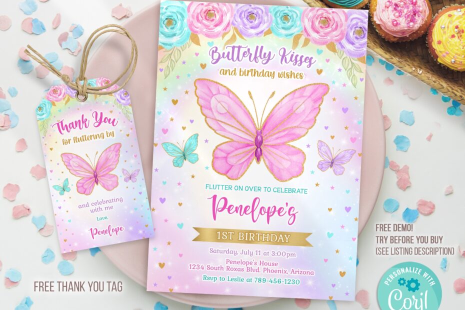 Butterfly Birthday Invitation Template Printable Butterfly