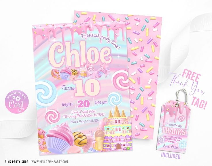 Candyland Birthday Invitation Editable Printable Template Candy Theme