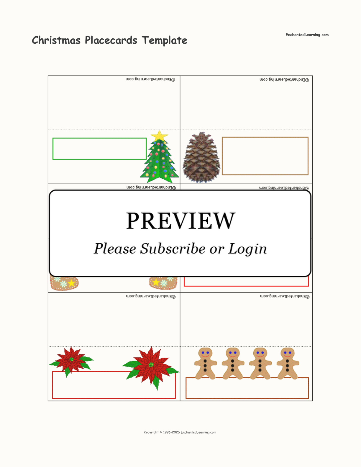 Christmas Placecards Template Enchanted Learning