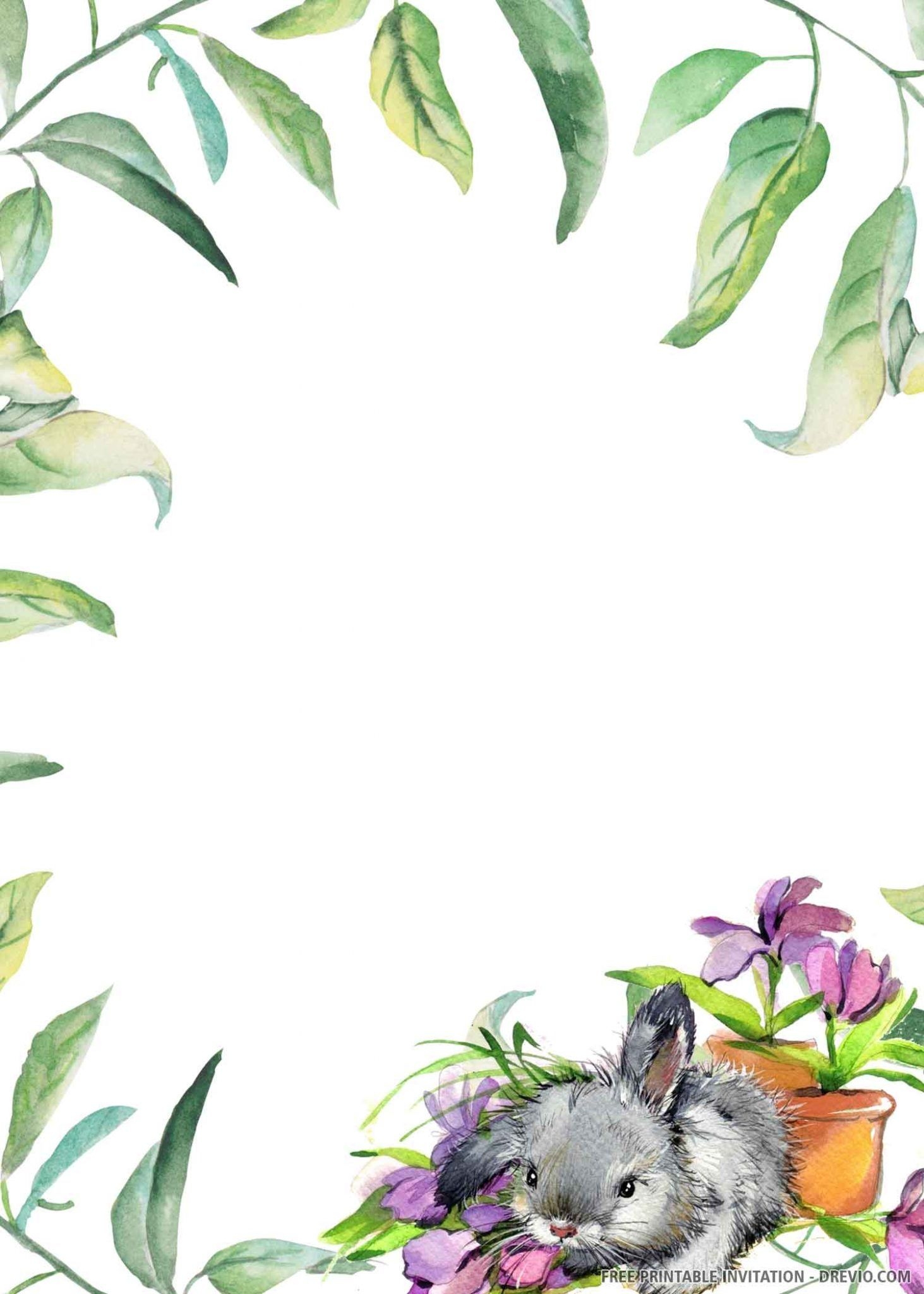 Cute Bunny Birthday Invitation Template DREVIO