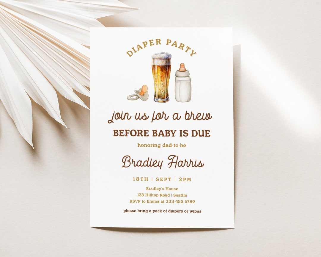 Diaper Party Invite Template Printable Beer Diaper Party Invitation 