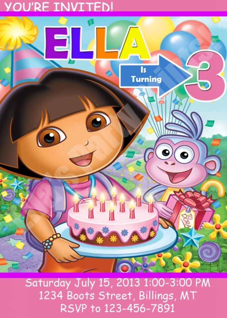 Dora Birthday Invitation Templates Free