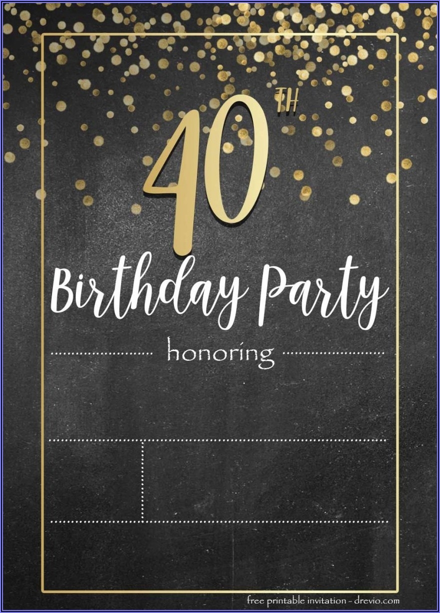Downloadable Editable Free 40th Birthday Invitations Templates 