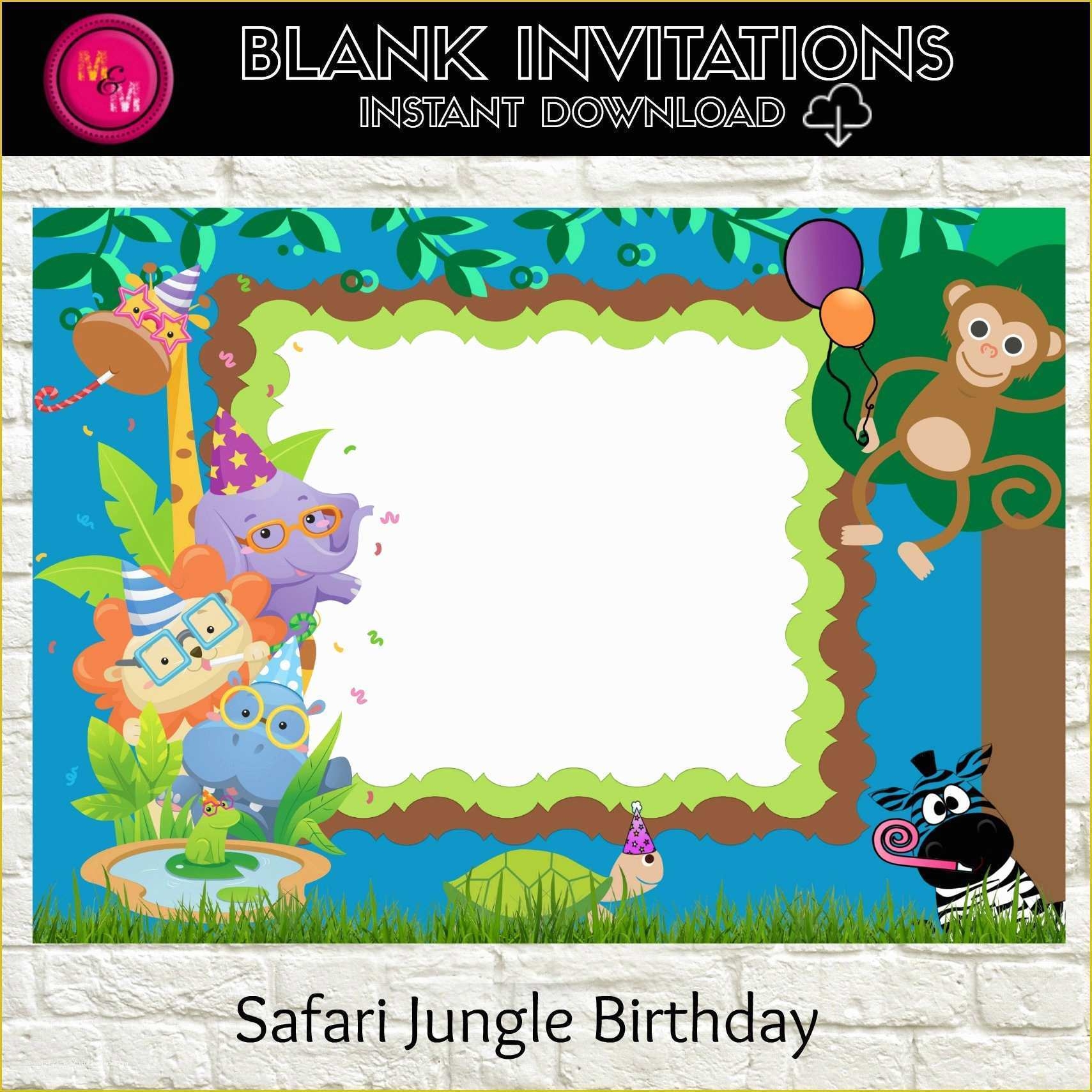 Downloadable Free Printable Blank Safari Invitation Template