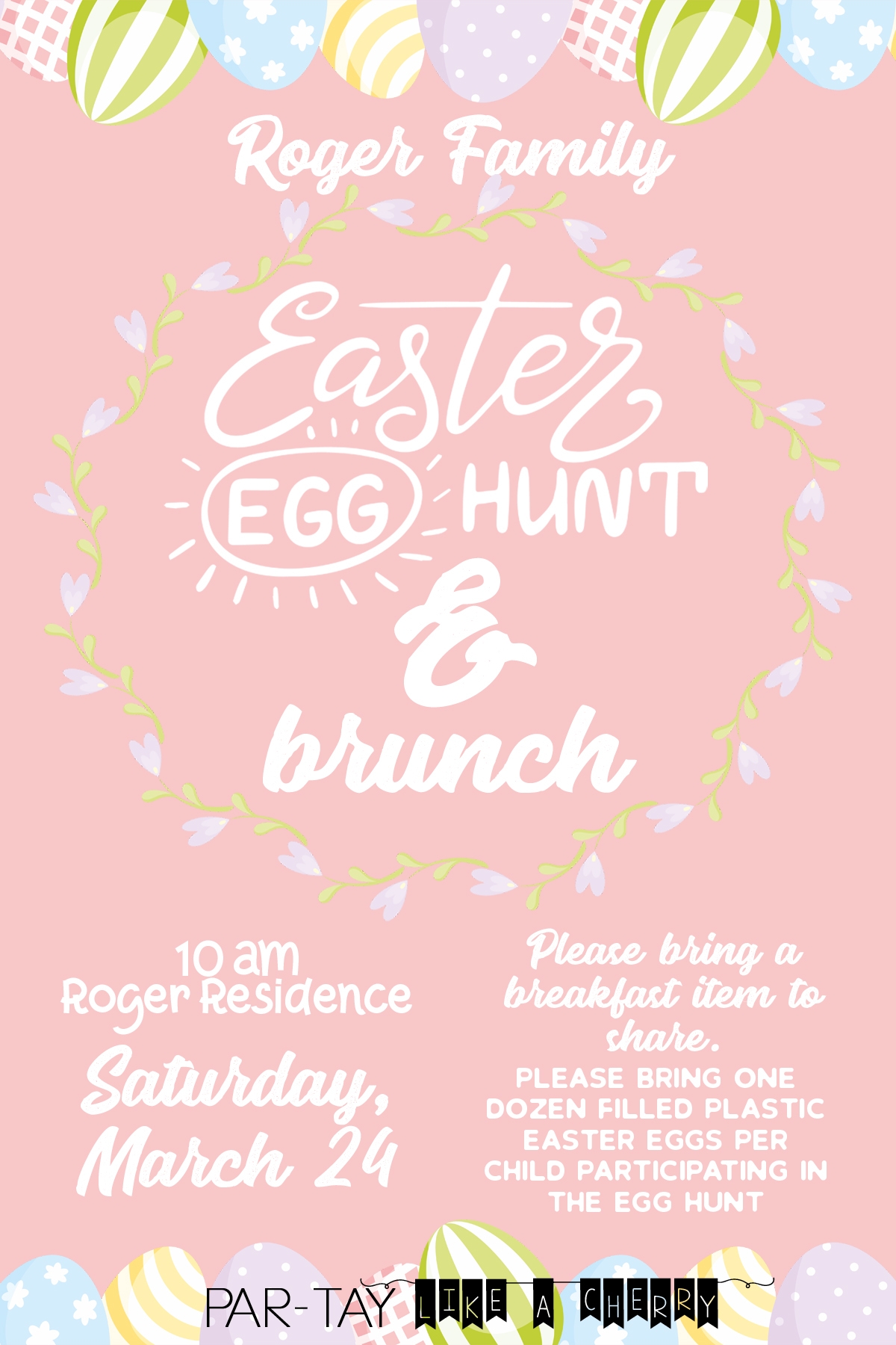 Easter Egg Hunt Invitation Template With Logo Party Like A Cherry