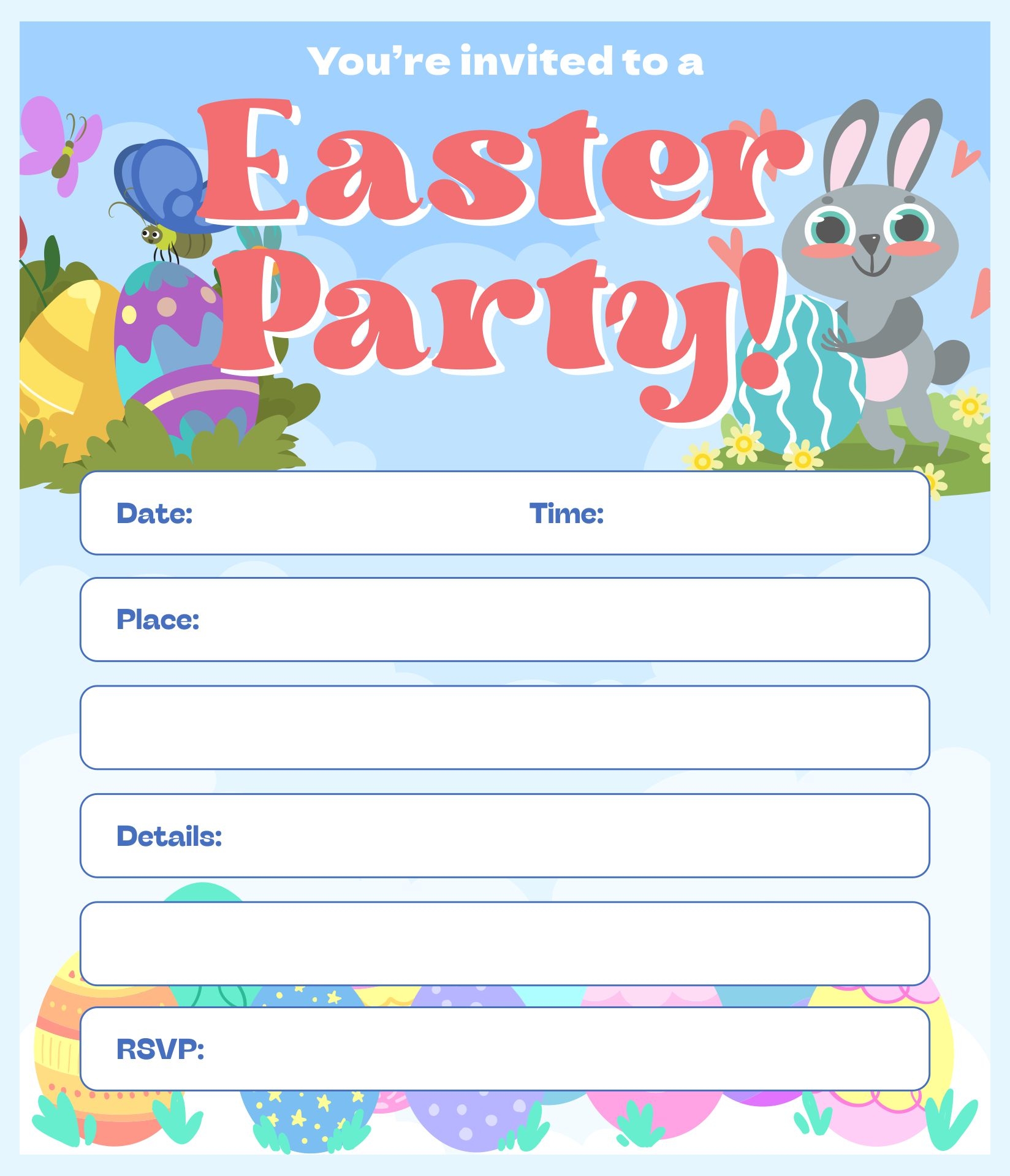 Easter Invitations 16 Free PDF Printables Printablee