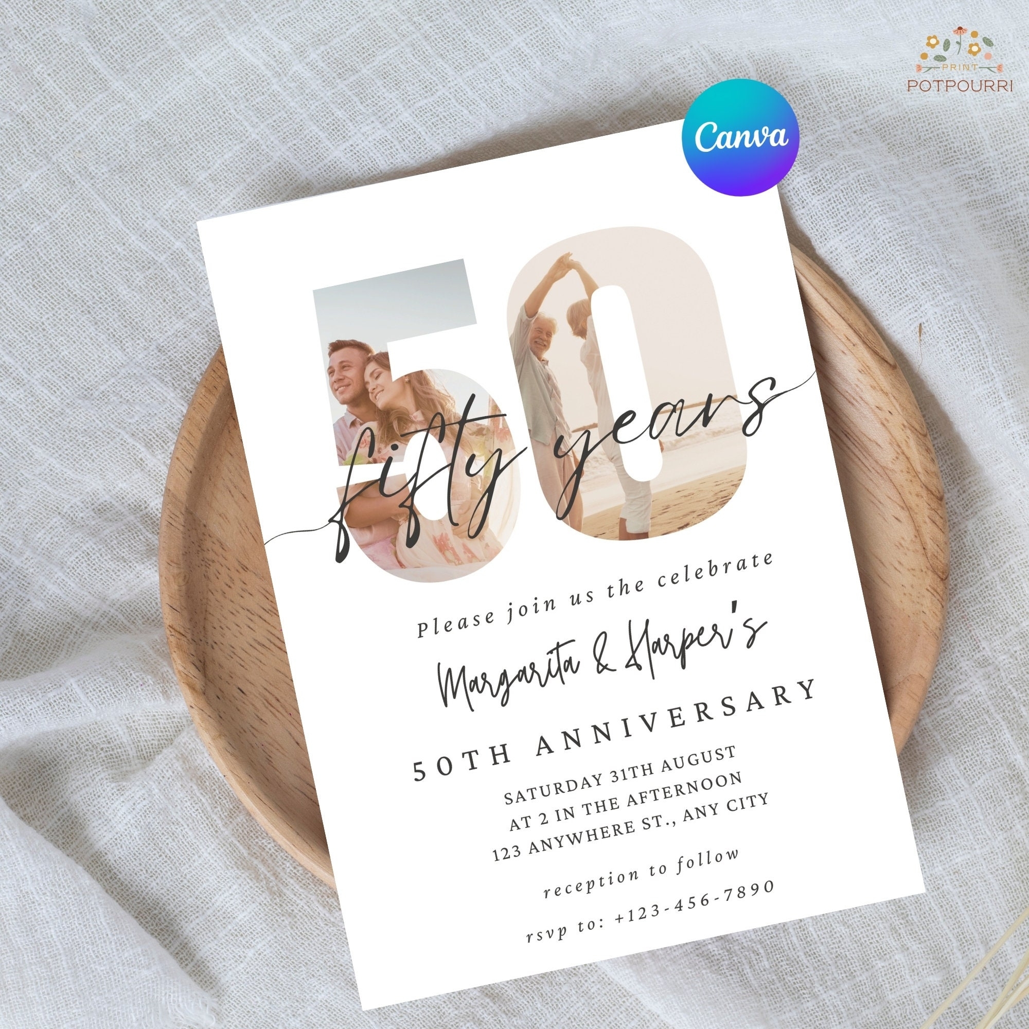 Editable 50th Anniversary Invitations 50th Wedding Anniversary 