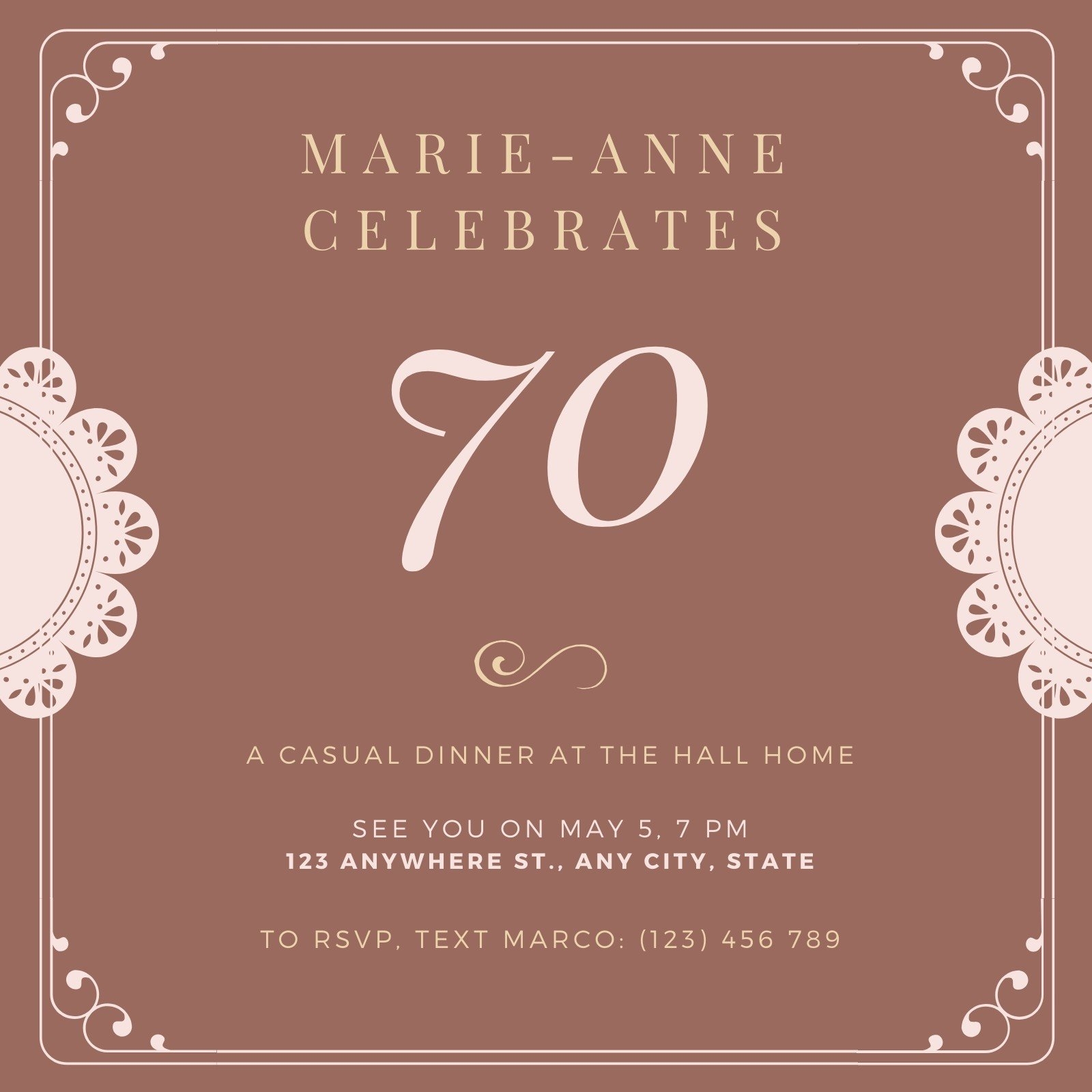 Editable Free Printable 70Th Birthday Invitation Template
