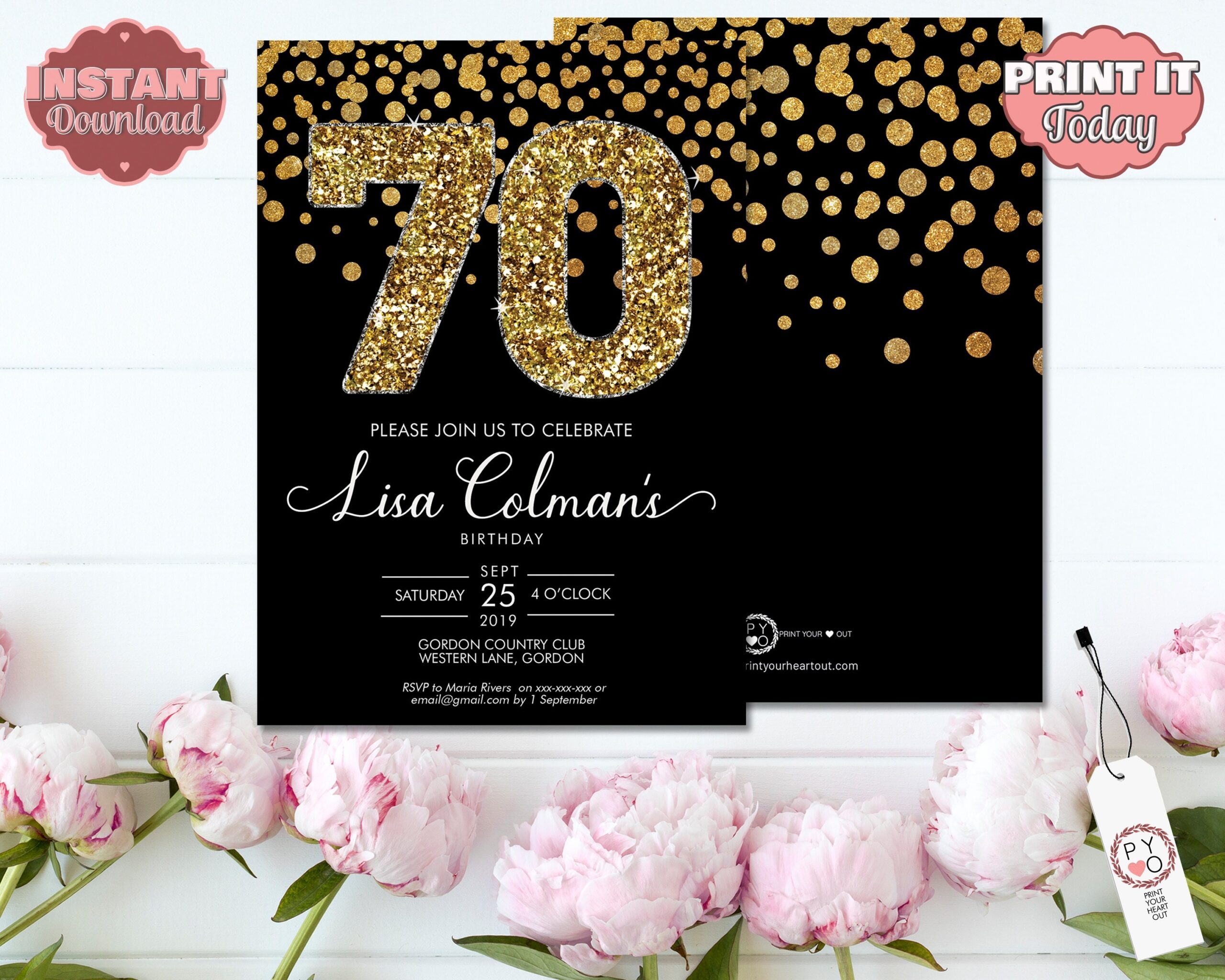 Editable Free Printable 70Th Birthday Invitation Template