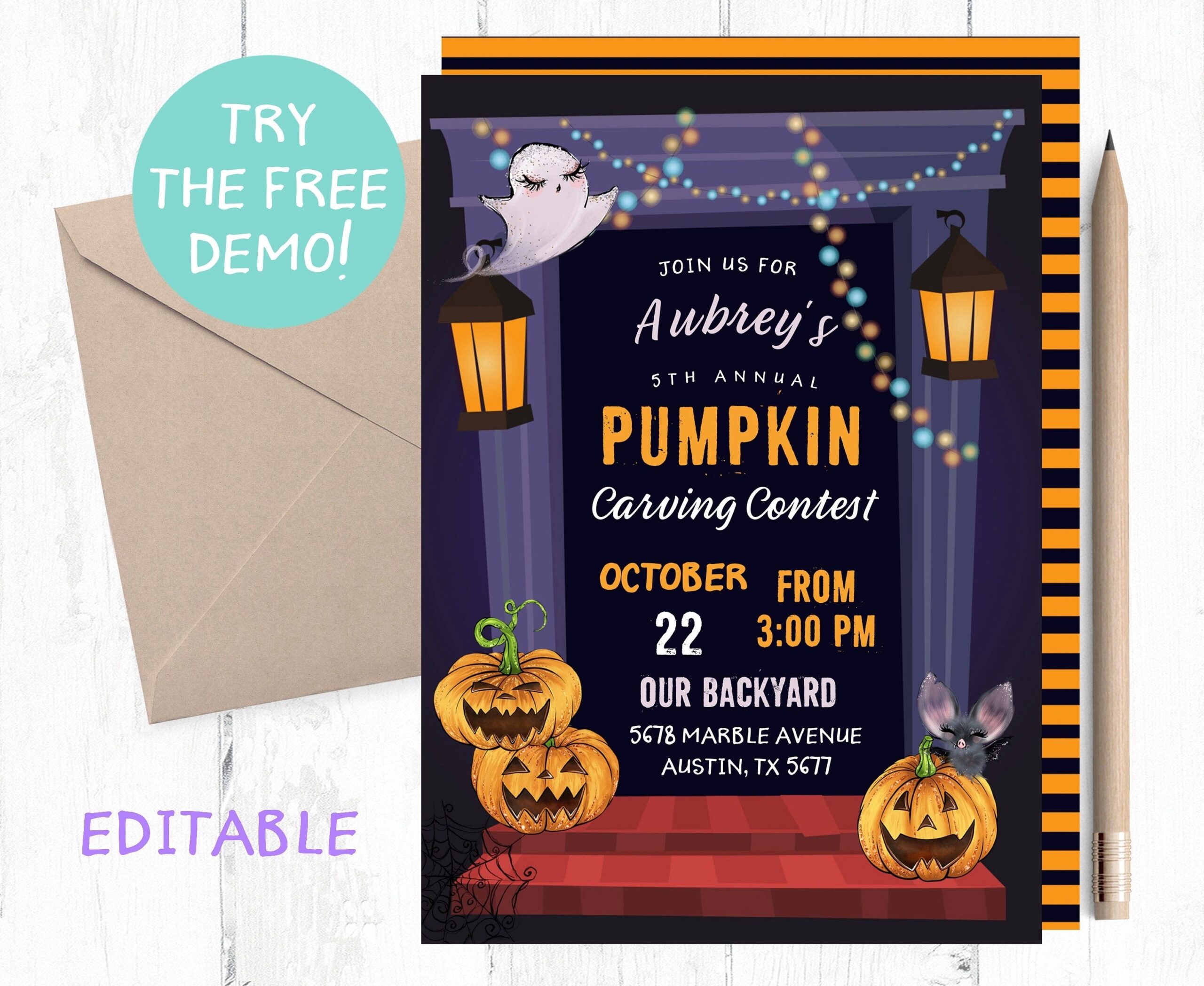Editable Pumpkin Carving Party Invitation Pumpkin Carving Invitation 