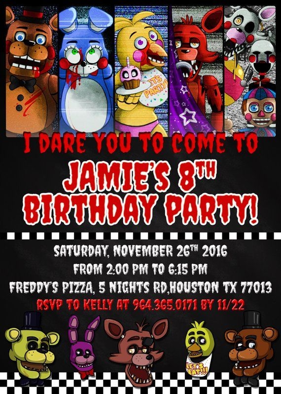 Five Nights At Freddy 39 s Invitation Template Free Printable Word Searches