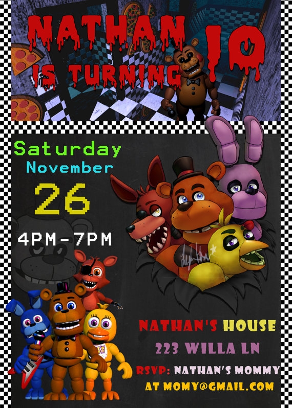 Five Nights At Freddy 39 s Invitation Template Free