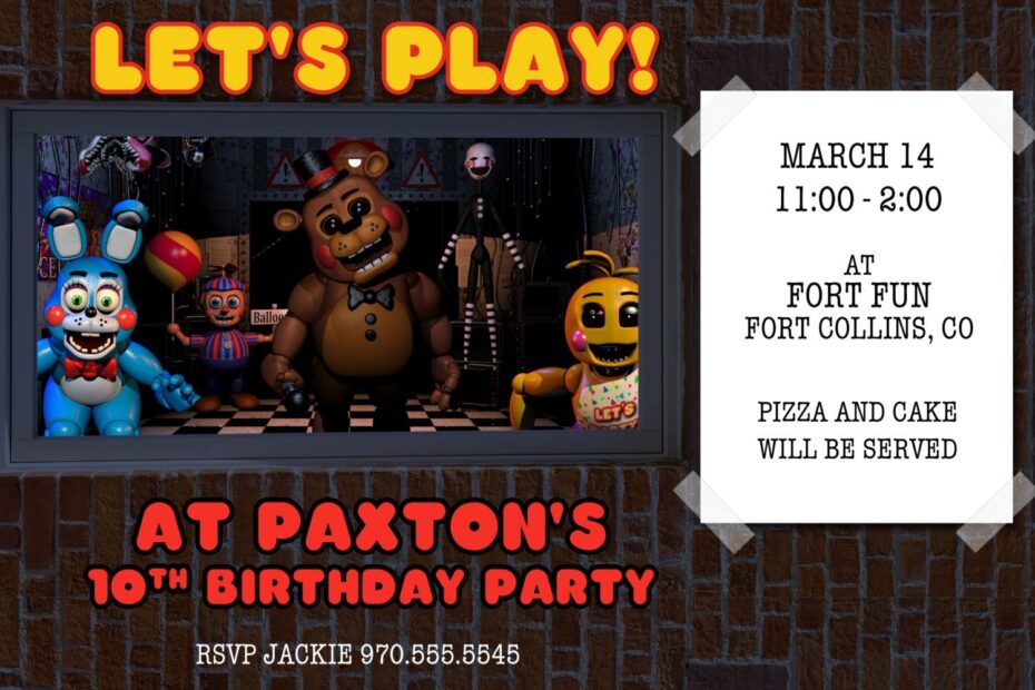 Five Nights At Freddys Invitation Template Free Social Media Template