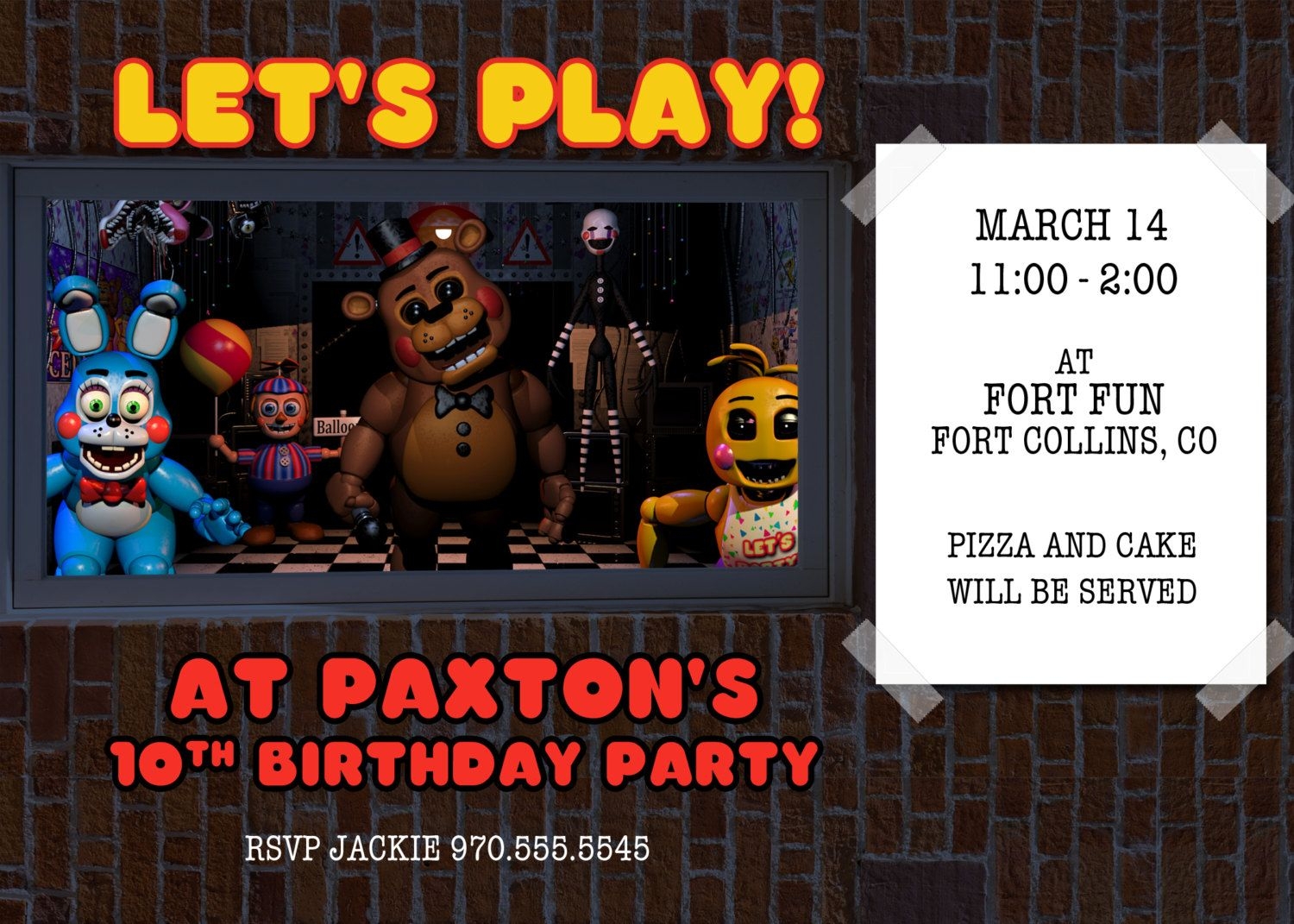 Five Nights At Freddys Invitation Template Free Social Media Template