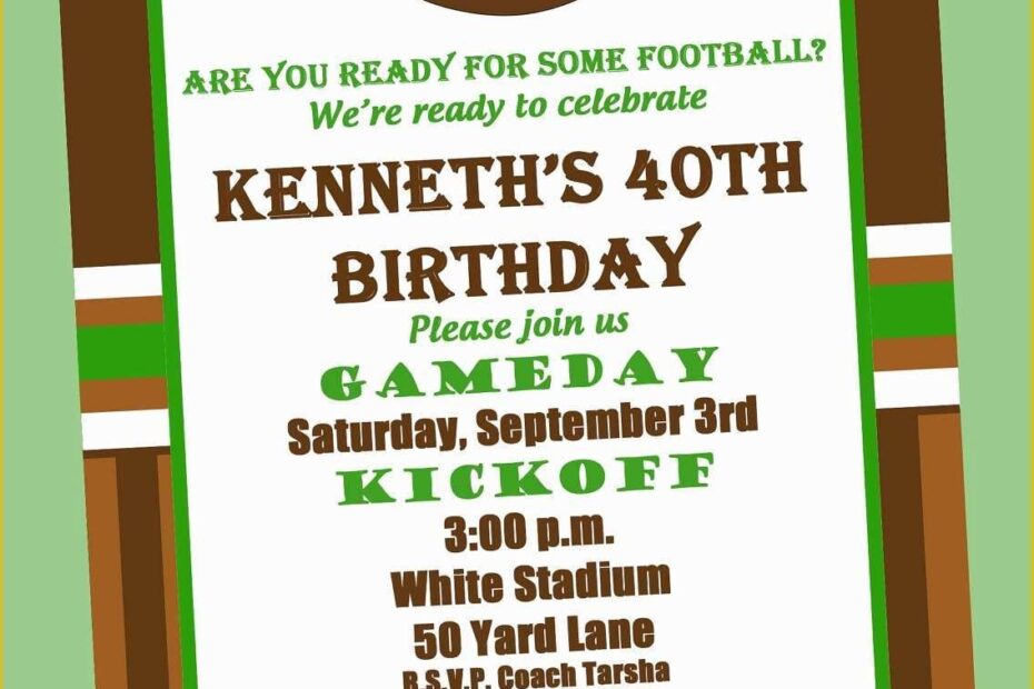Football Birthday Party Invitation Templates Free Of Football Birthday