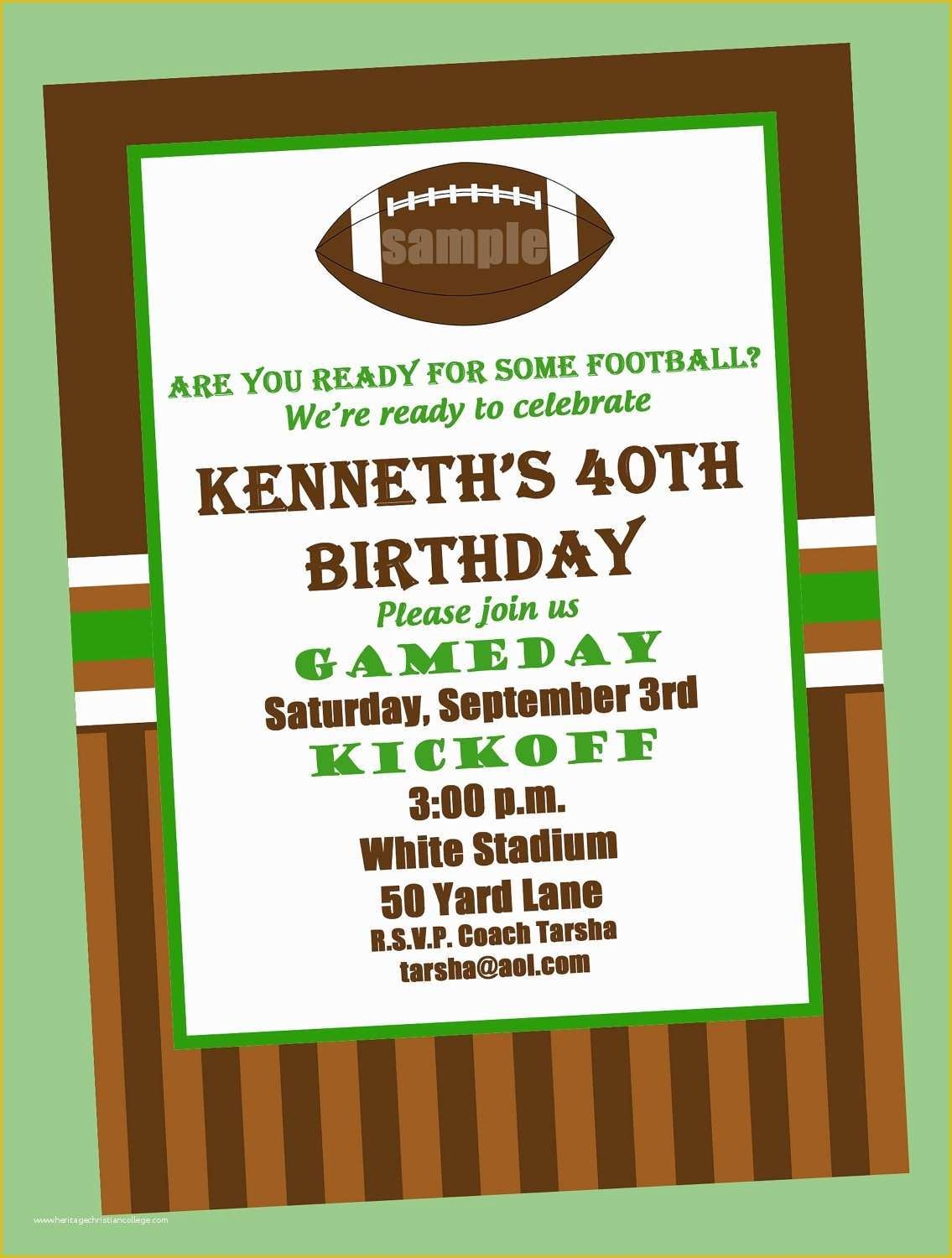 Football Birthday Party Invitation Templates Free Of Football Birthday 