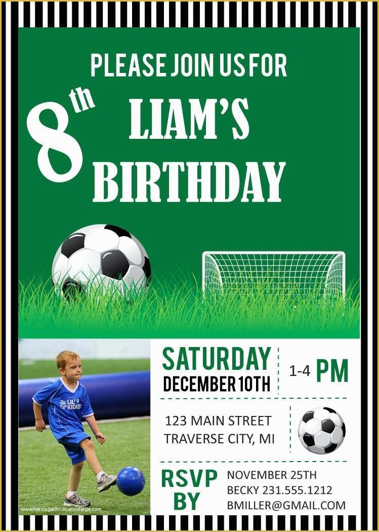 Football Birthday Party Invitation Templates Free Of Soccer Birthday 
