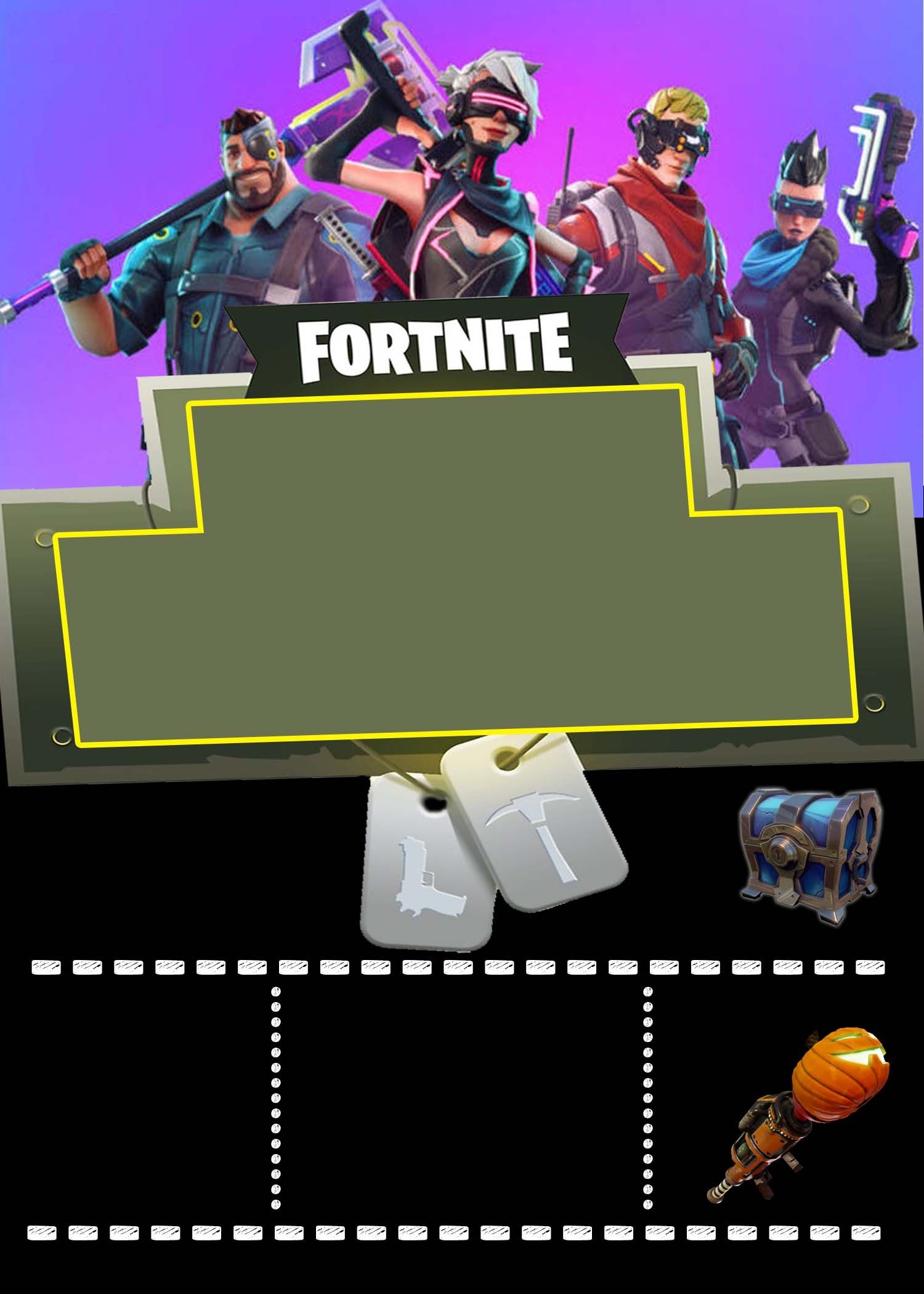 Fortnite Party Invitations Template