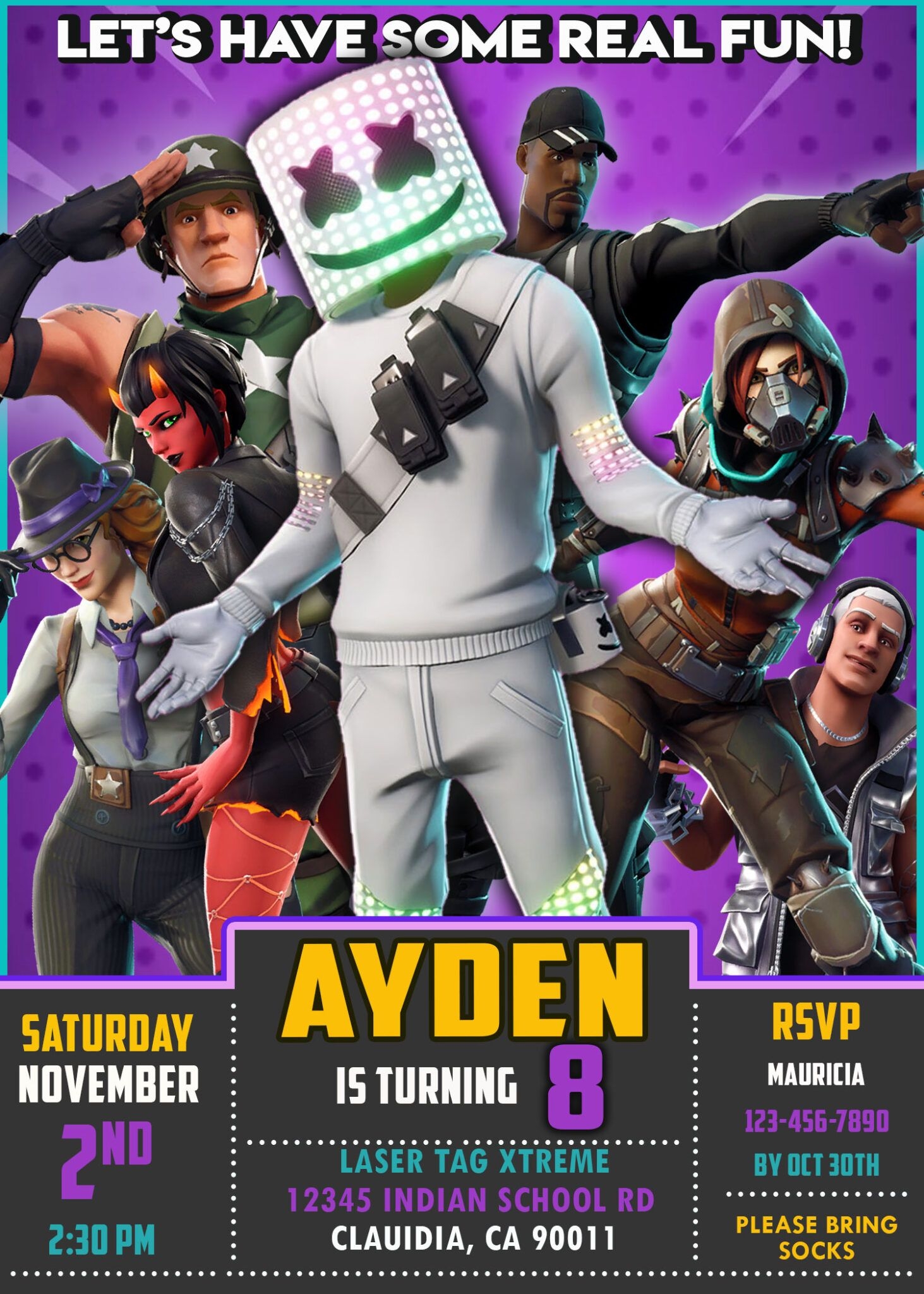 Fortnite Party Invite Template