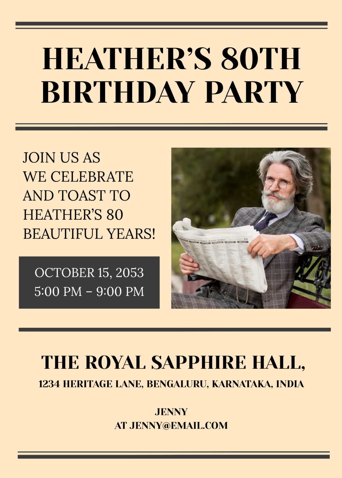 Free 80Th Birthday Invitation Templates Editable And Printable