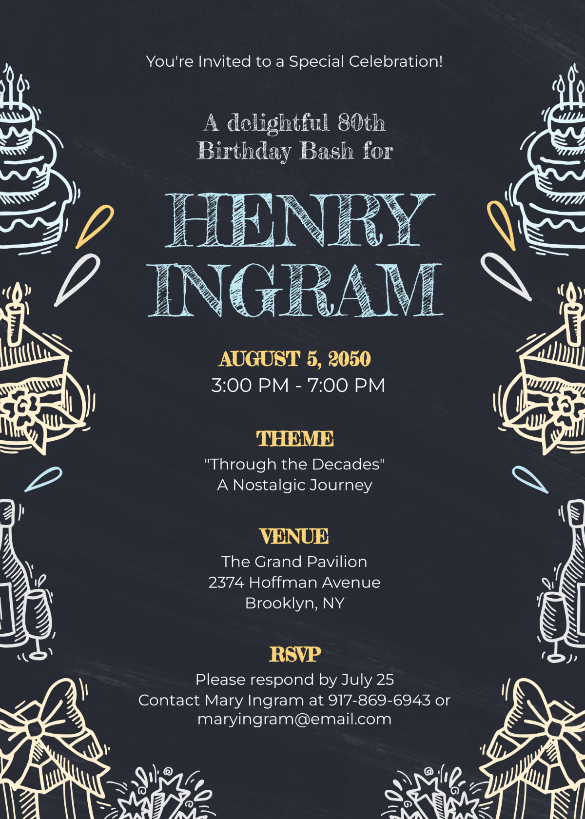 Free 80Th Birthday Invitation Templates Editable And Printable
