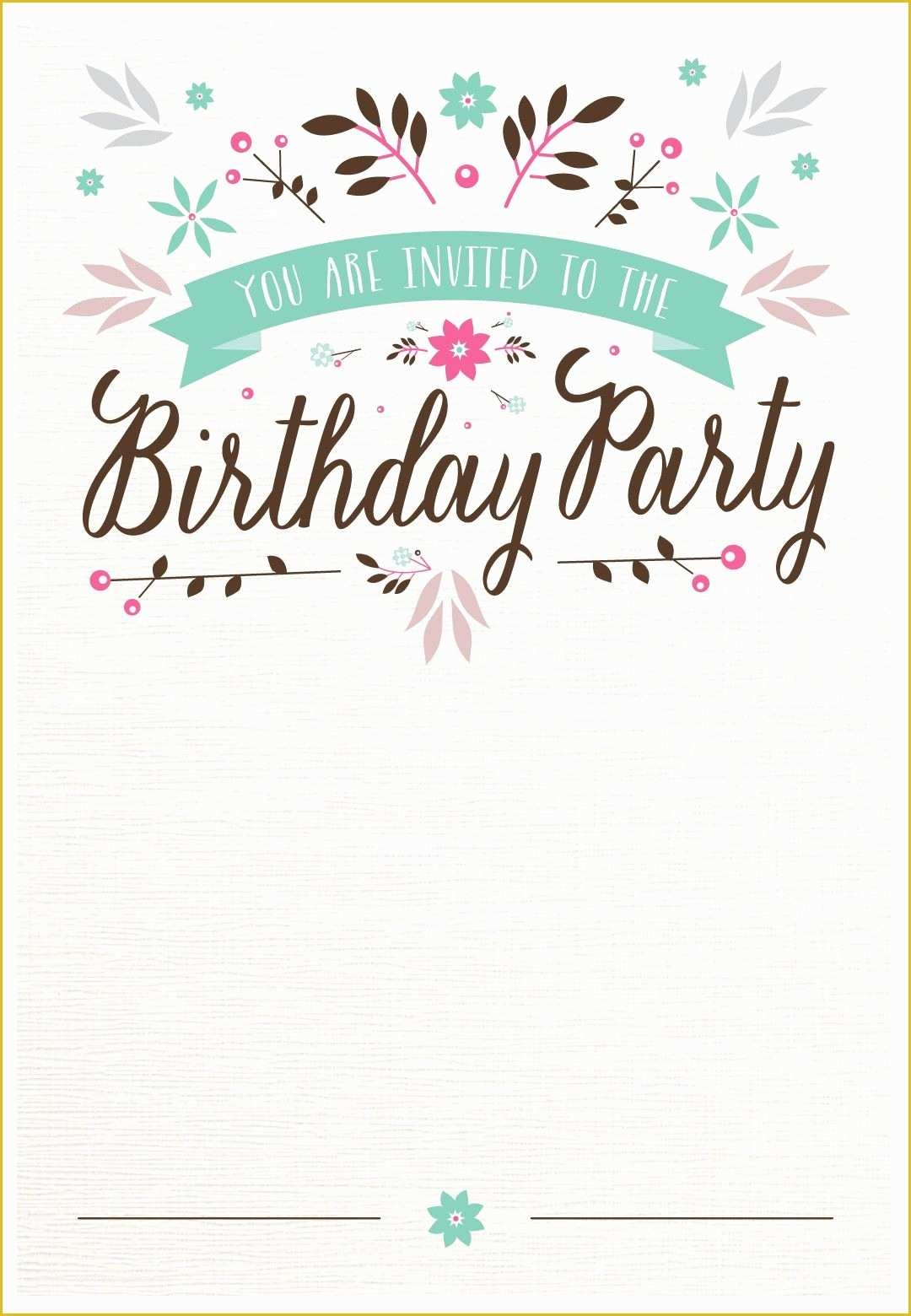 Free Birthday Invitation Templates For Adults Of Flat Floral Free 