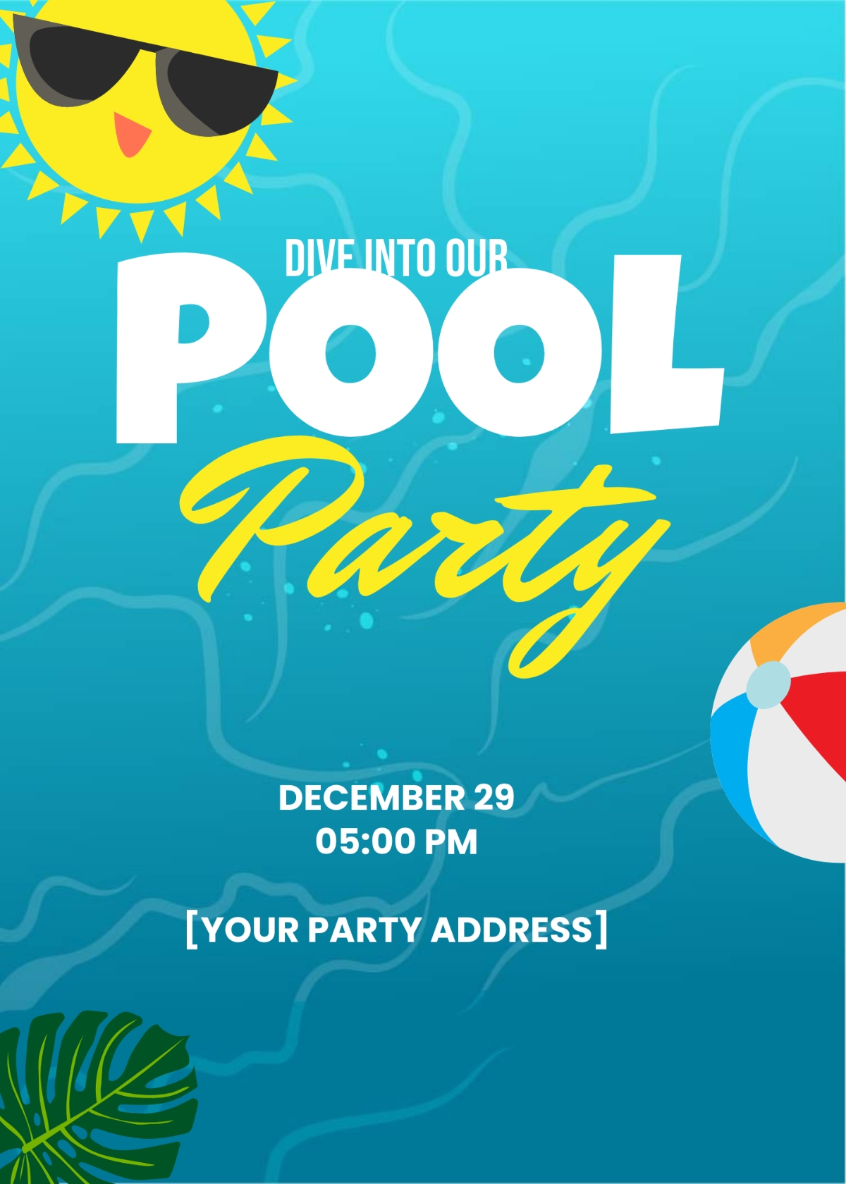 Free Cool Pool Party Invitation Template To Edit Online