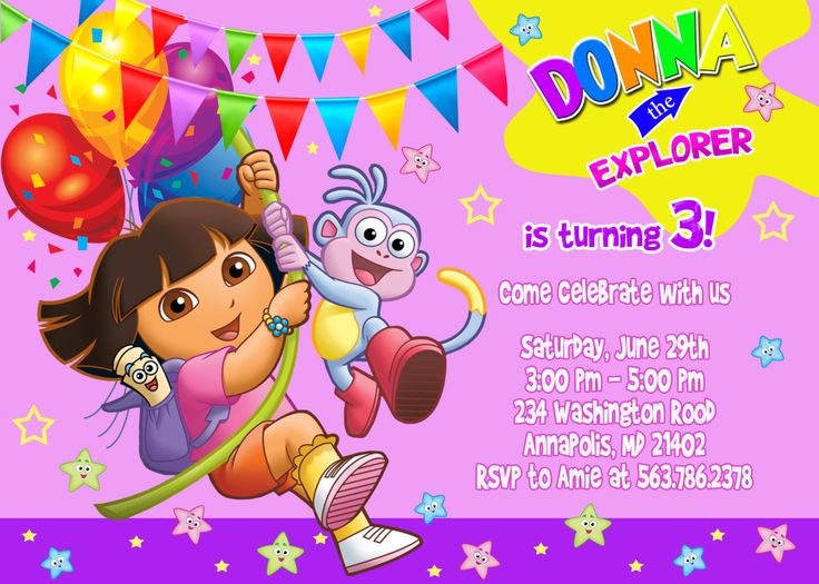 FREE Dora The Explorer Birthday Invitations Template Drevio 