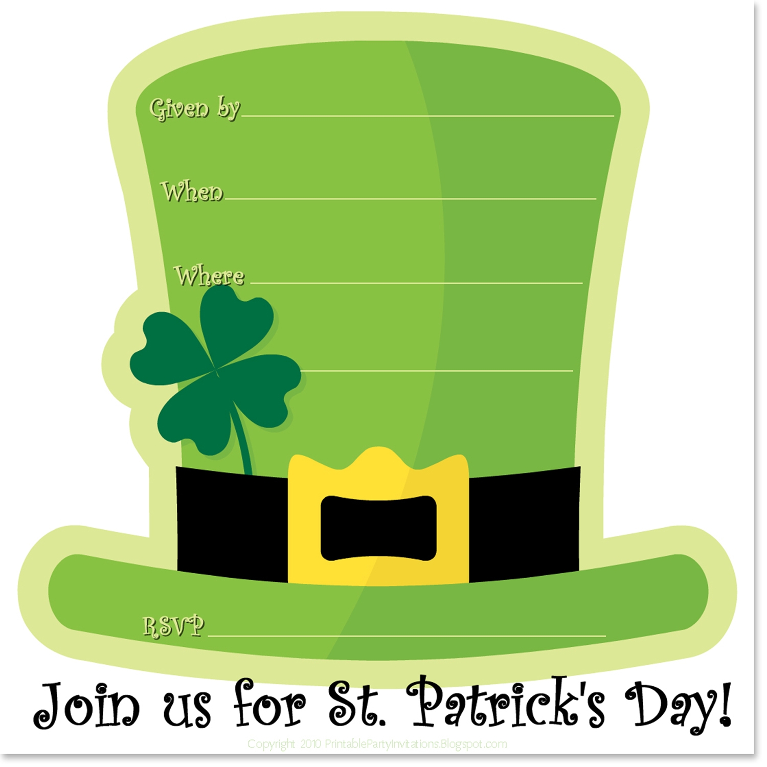 Free Invite Design For St Patricks Day Free Printable Party Invitations