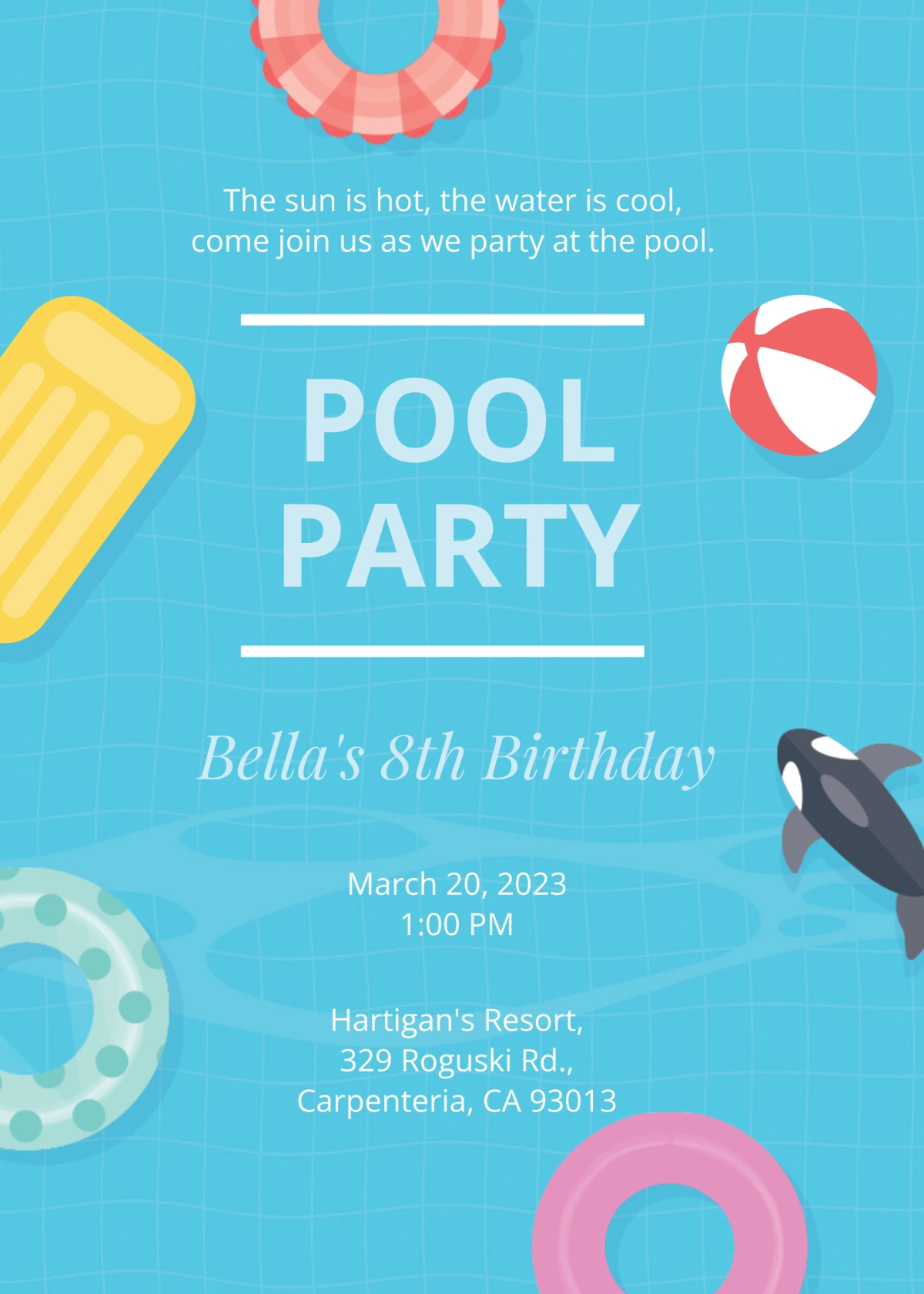 Free Kids Pool Party Invitation Template Edit Online Download 