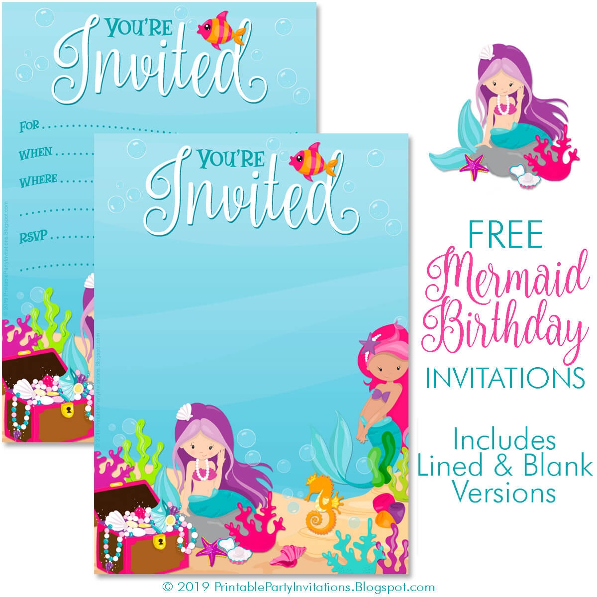 FREE Mermaid Invitations Free Printable Party Invitations