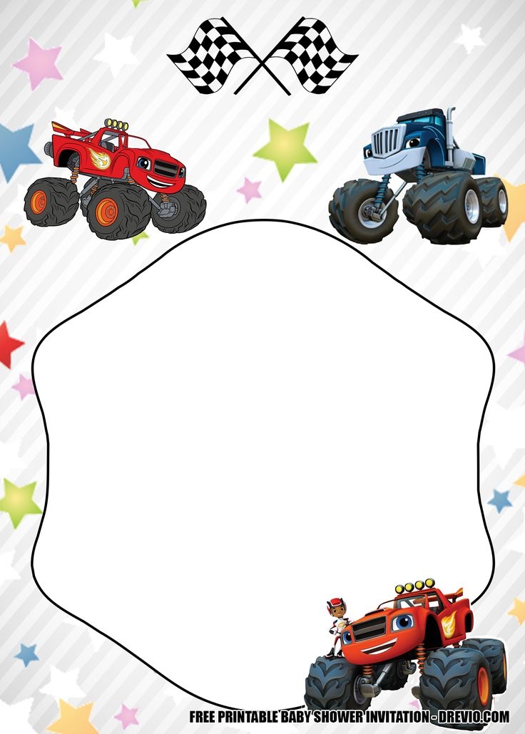 FREE Monster Truck Baby Shower Invitation Templates Printable 