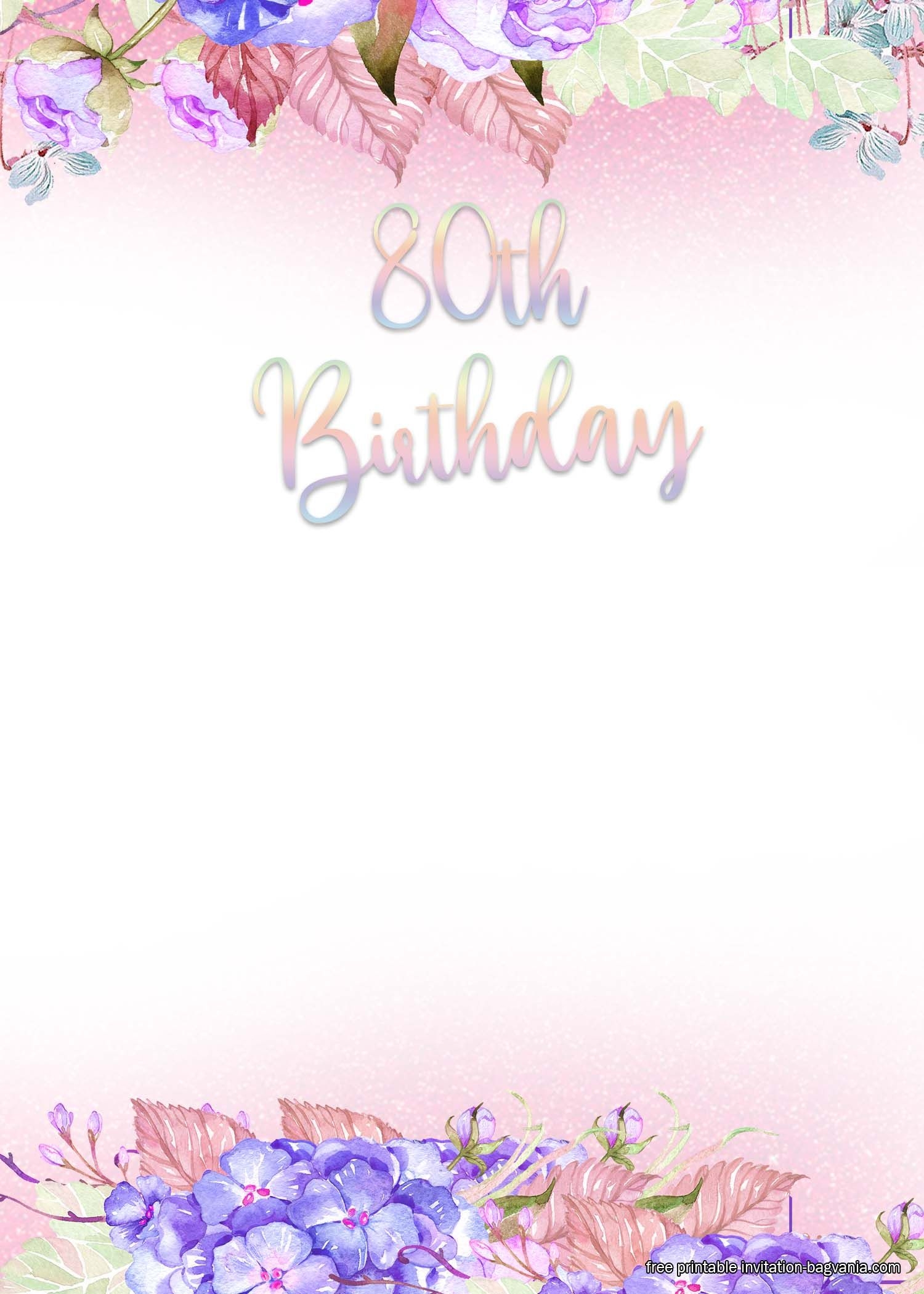 Free Printable 80th Birthday Invitation Templates Artofit