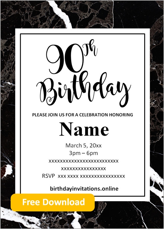 Free Printable 90th Birthday Invitations Templates Birthday Invitations